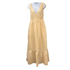 NWT Rachel Antonoff Yellow CreamTie Strap Prairie Maxi Tiered Dress Cottagecore