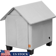 Weatherproof Dog House Insulated Pet Shelter Removable Mats Windproof Curtain US