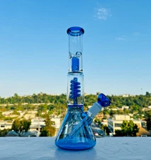 13" Glass Heavy Bong Hookah Water Pipe Heavy Beaker 14mm Bowl in Blue