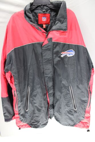 Reebok NFL Buffalo Bills Jacket Heavy Nylon Shell Black Red Size XXL - Afbeelding 1 van 7