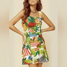 NEW FARM RIO Tropical Fair Linen Mini Dress