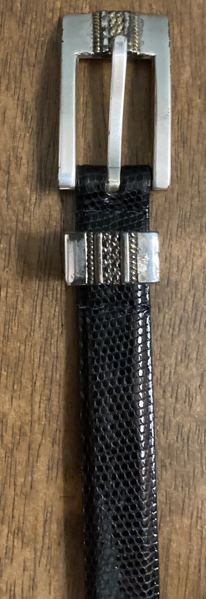 Sandy Duftler Designs Belt Lizard Embossed Leather Black  display picture 2