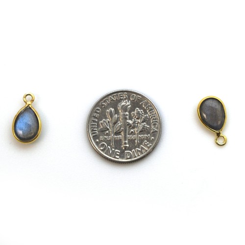 Gold plated Sterling Silver Bezel Charm Pendant-Tiny Teardrop Shape(1 pc) - Picture 4 of 50