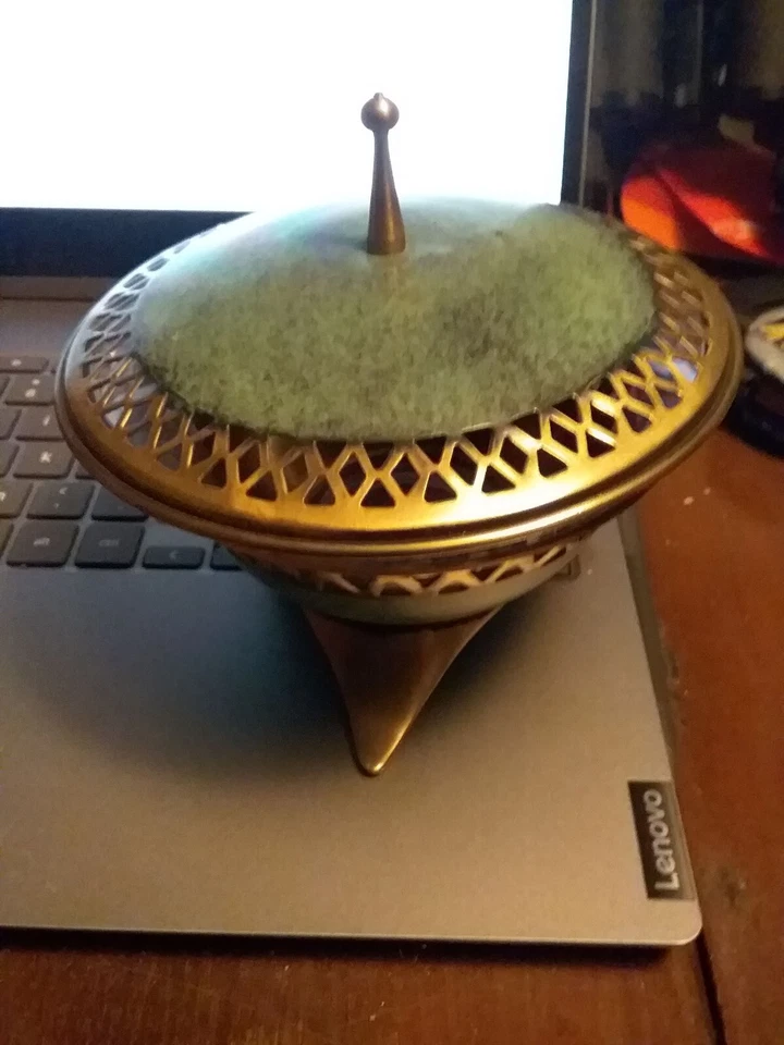 Plato de caramelo MCM Oppenheim vintage vidrio latón esmalte hecho a mano en Israel Foto 2 de 3