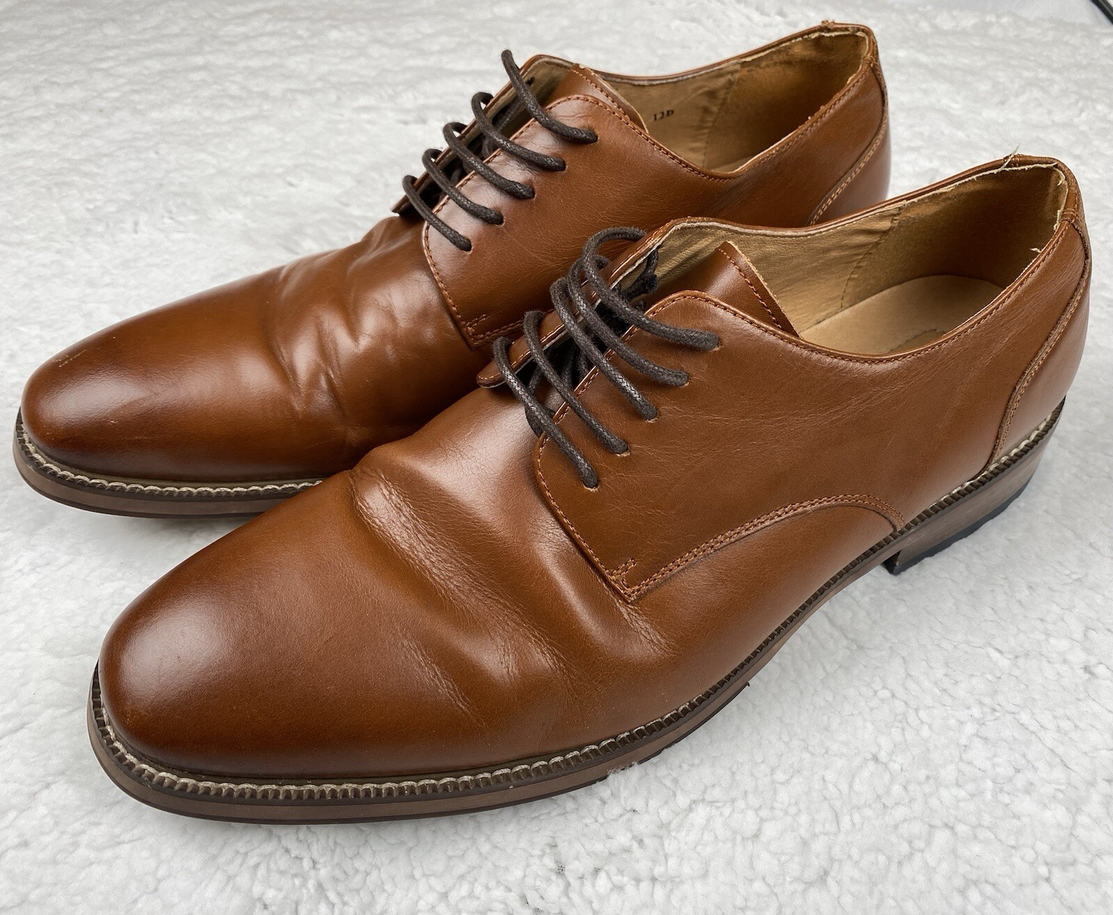 SAOLA Scarpe Oxford Joseph Abboud Thornton da uomo taglia 12D punta liscia marrone chiaro in pelle