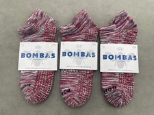 3 pairs BOMBAS Men's Performance Gripper  Ankle Socks size Large 9-13 Red