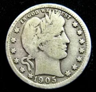 1905-P BARBER QUARTER DOLLAR