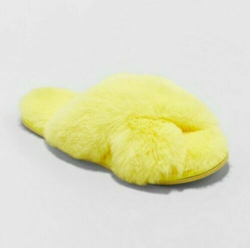 yellow fuzzy slippers