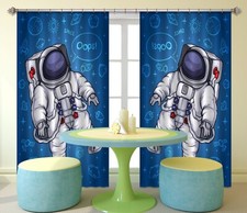 3D Cartoon Astronaut ZHUA2297 Photo Curtain Window Blockout Fabric Amy 2023