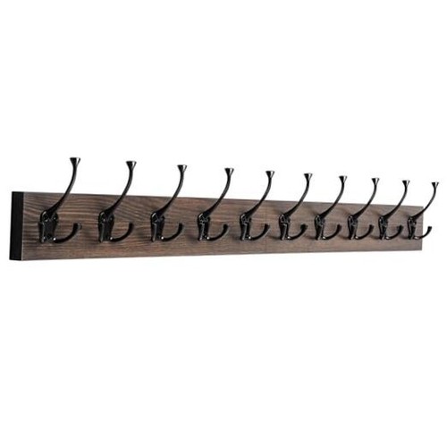 Wall Mounted Coat Rack with 10 Decorative Hooks, 34'' Long, Old Wood