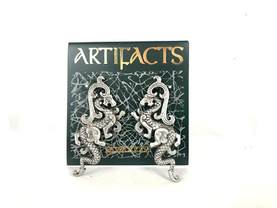 Dragon Stud Post Earrings 2'' JJ Jonette Artifacts NEW Costume Jewelry w Card