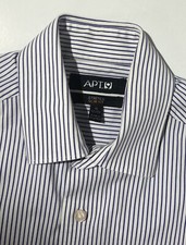 Men  s Apt 9 Long Sleeve Button Down Dress Shirt Stretch Slim Fit Size 15. 32/33