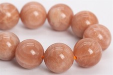 12MM Genuine Natural Orange Moonstone Grade A Round Gemstone Loose Beads 7.5"