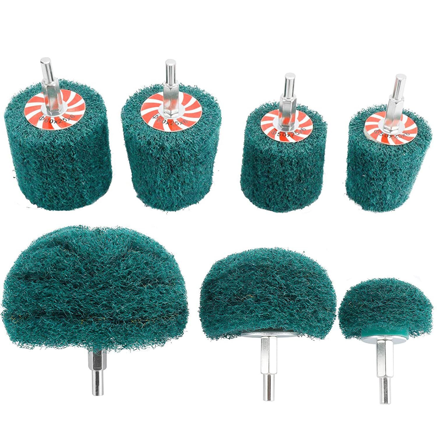 7PCS Abrasive Polishing Buffing Wheel Drill Attachment with 1/4" Shank 180# Grit