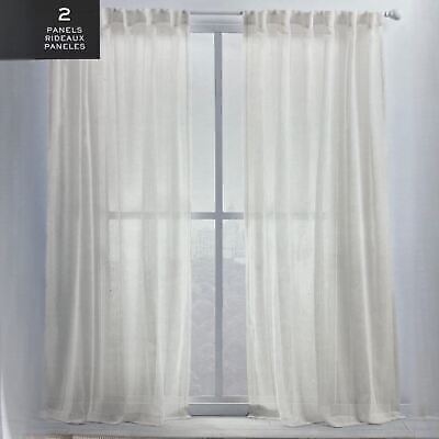 Ralph Lauren 54 x 84 Hamilton Linen Beige Sheer Curtains Striped