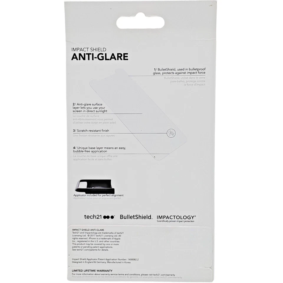 Screen Protector for iPhone XS & iPhone X Anti-Glare Anti-Scratch Film by Tech21 - Image 2 of 2