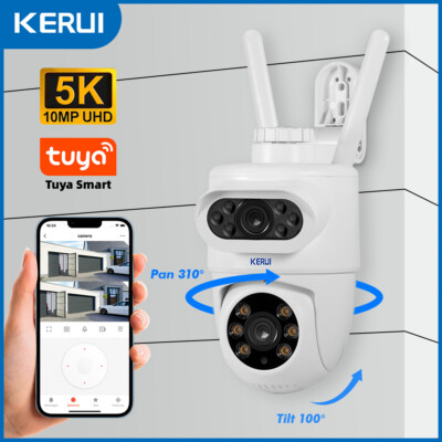 Dual Lens Security Camera Wireless 10MP HD WiFi IP PTZ Home Outdoor CCTV IR Cam