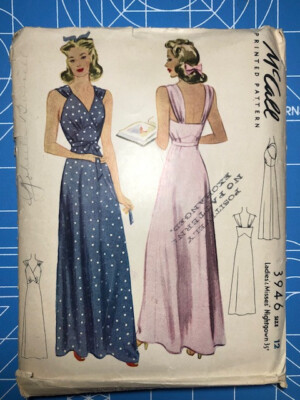 Vintage 40s McCall Nightgown Evening Gown Sewing Pattern 3946 | eBay