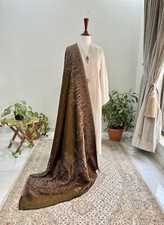 Black Gold Mughal Barat Pashmina Moonlight Shawl Size 82x40 Inches