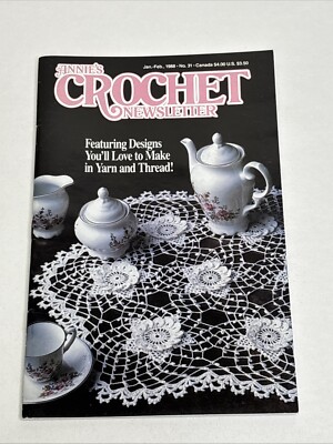 Annie's Crochet Jan Feb 1998 Newsletter Patterns Dino Toy Sweaters Rug Doily