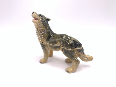 Keren Kopal Wolf Trinket Box With Austrian Crystals
