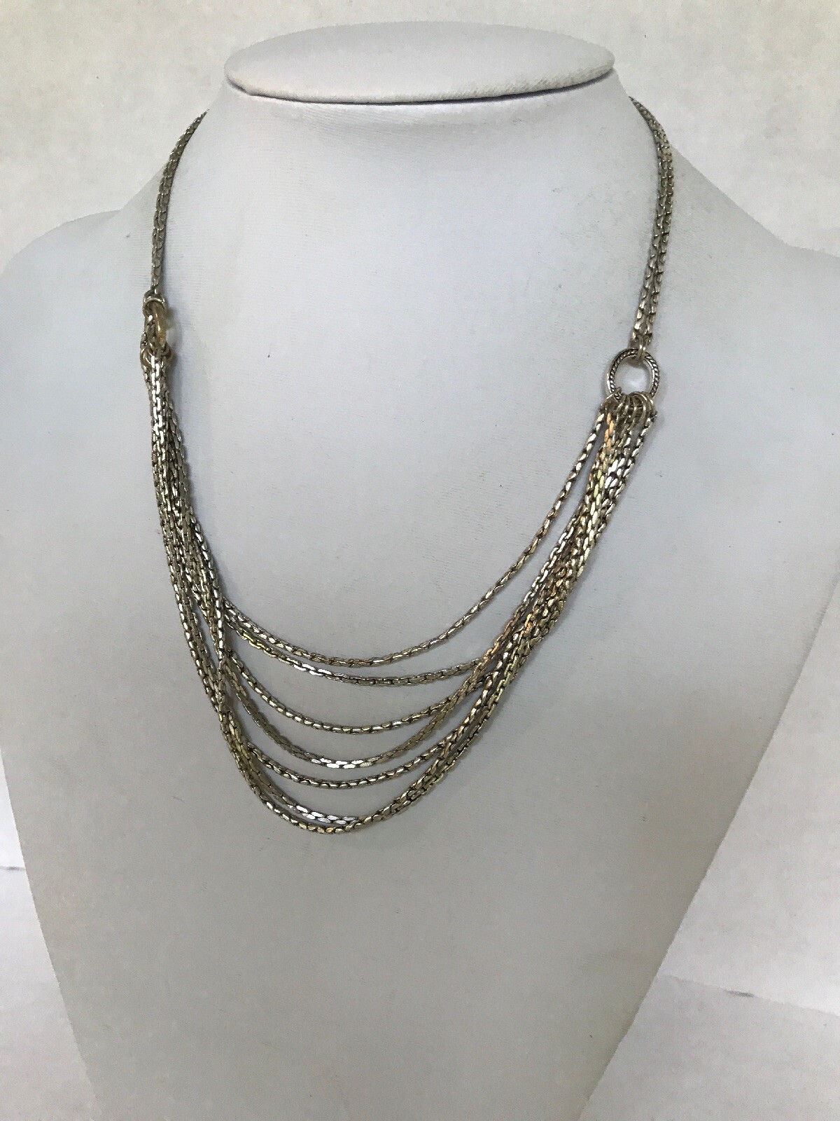 Monet Signed Necklace Multi-Layer drop style silv… - image 7