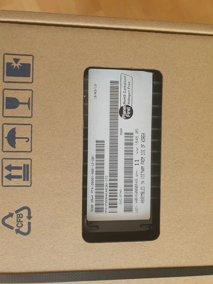 4x 32GB 128GB DDR4 2666 MHz ECC REG M393A4K40BB2-CTD PC4 Server Workstation RAM - Bild 2 von 2