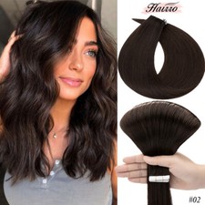 2 Dark Brown Silky Tape In/ On 100 Human Hair Extensioons Seamless Remy HAIRRO