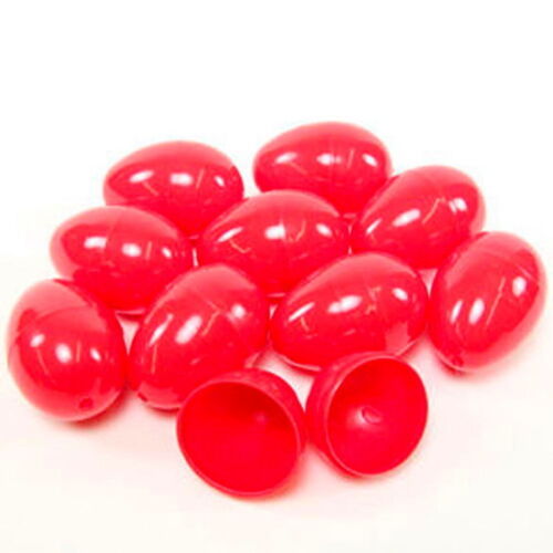 50 EMPTY RED PLASTIC EASTER VENDING EGGS 2.25 INCH, BEST PRICE, FASTEST SHIP!! - Afbeelding 1 van 1