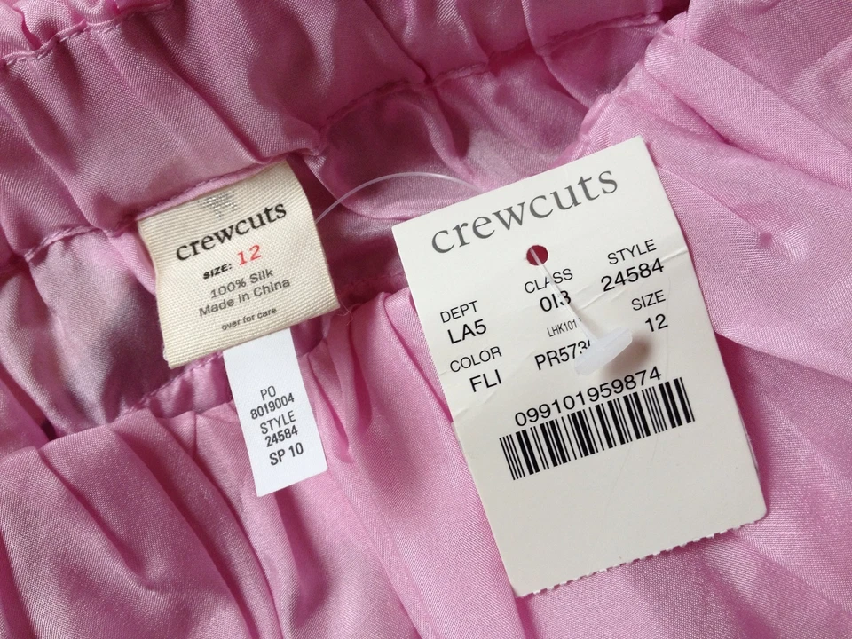 Girl's 12 CREWCUTS 100% SILK Skirt Petal Pink Tiered NWT J CREW Twirl RHUMBA New - Image 3 of 4