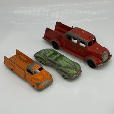 Vtg TootsieToy Vehicle Lot of 3 Fire Truck Sedan Pick-up 1940s 4-6  
