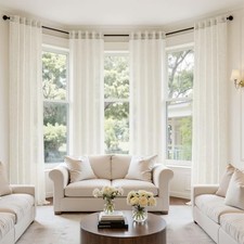 Linen Curtains 84 Inch Long 4 Panels Light 42"W x 84"L Pack of 4 Natural