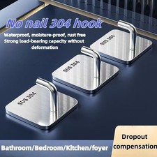 5-10X HEAVY DUTY NO DRILL WALL HOOKS – WATERPROOF SELF ADHESIVE HANGERS, SILVER