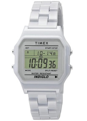 TIMEX Classic Digital Tile Collection TW2V20100 Quartz 36mm White Resin Ltd