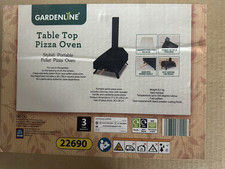 Gardenline Portable Table Top Pellet Pizza Oven Black, Stone & Wooden Handle