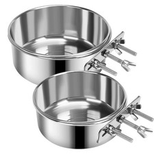 2 Pcs Large Dog Food Water Bowl for Cage with Upgraded Clamp Holder Pet Kennel