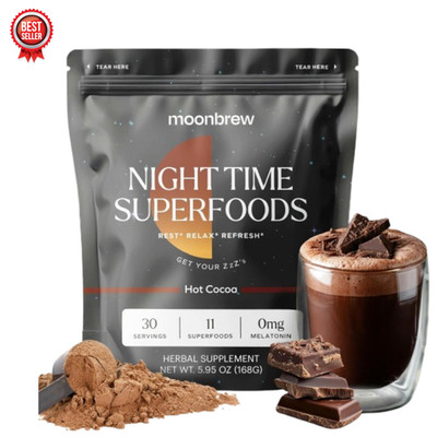MoonBrew Magnesium Hot Cocoa Drink Mix 6.7oz Natural Sleep Aid
