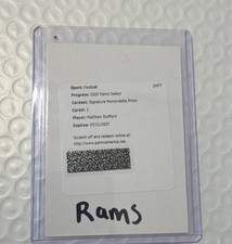 Panini 2025 Select Matthew Stafford #3 Signature Memorabilia Prizm Rams NFL