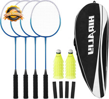 Badminton Rackets Set 4 Player 12 Birdies Outdoor Backyard Family Game
