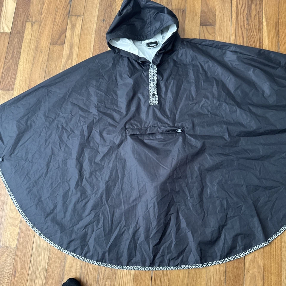 Totes Black Pullover Rain Poncho Women's Cape Hooded Packable One Size - Image 2 of 4