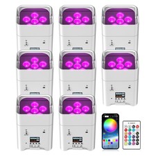 108W Par Quad 6 Battery Powered LED Uplight RGBWA UV Wifi APP DMX Wireless Light