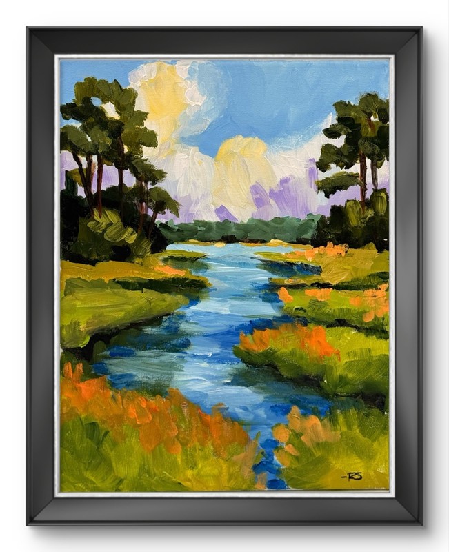 Spring Creek Landscape Painting 11x14 Acrylic Art R Stevens