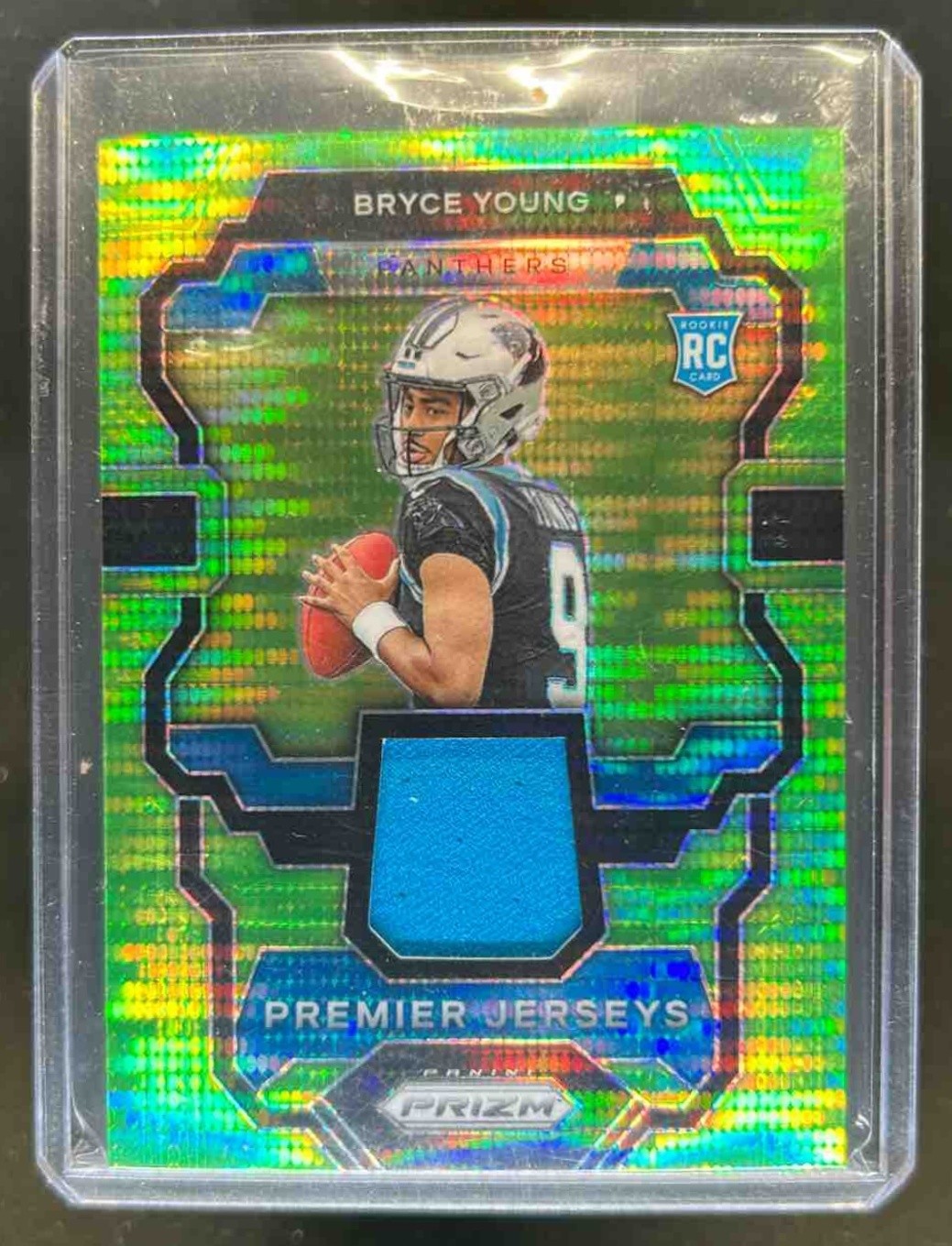 2023 Prizm Bryce Young Premier Jerseys RC Neon Green Pulsar #PJ-BY Panthers
