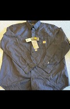 New Carhartt FR Flame Resistant Navy Blue Shirt CAT2 NFPA 2112 XL Tall Loose Fit