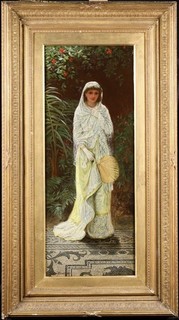 JANE BOWKETT (1837 1885) SIGNED ENGLISH PRE RAPHAELITE OIL CANVAS ORIENTAL GIRL