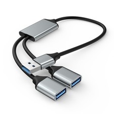 YEAOI USB Y-Splitter Cable 1 Male to 2 Female - Dual Port 1 foot, Black