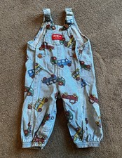 Vintage OshKosh B  gosh Infant size 12 months Rare  Colorful Vehicles  Overalls