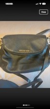 Michael Kors Black Leather Crossbody Bag Tassel Charm Gold Hardware Magnetic