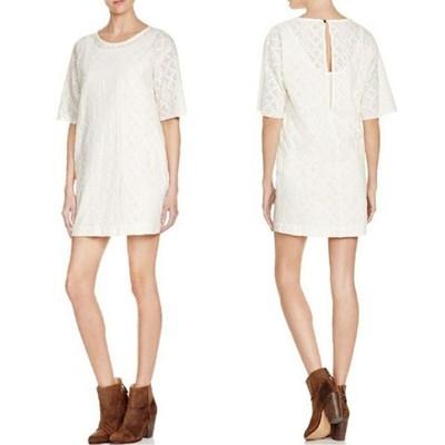 NWT Current/Elliot White Eyelet T-shirt Mini Dress Sz 0 Boho Festival Prairie