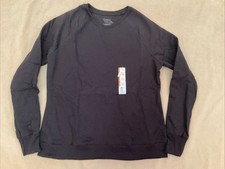 Time and Tru Sweatshirt Size M Crewneck Black Fleece Long Sleeve NWT